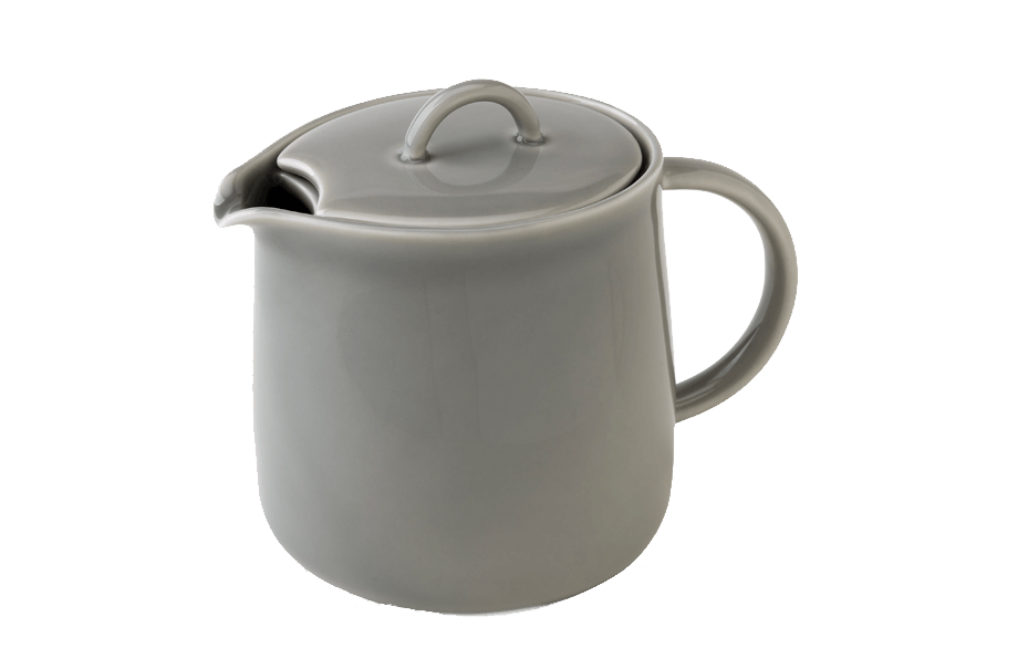 Gray ceramic teapot with lid