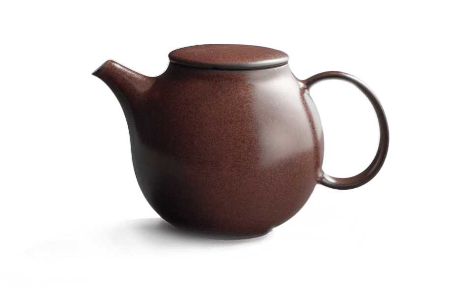 Brown ceramic teapot
