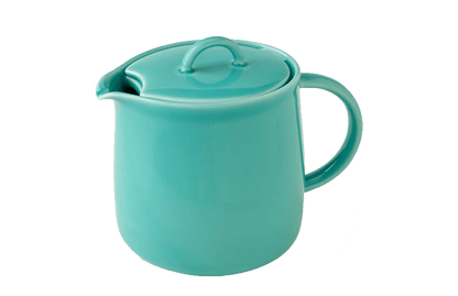 Turquoise ceramic pitcher with a lid 