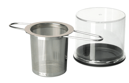 Stainless steel tea infuser with a clear plastic case 