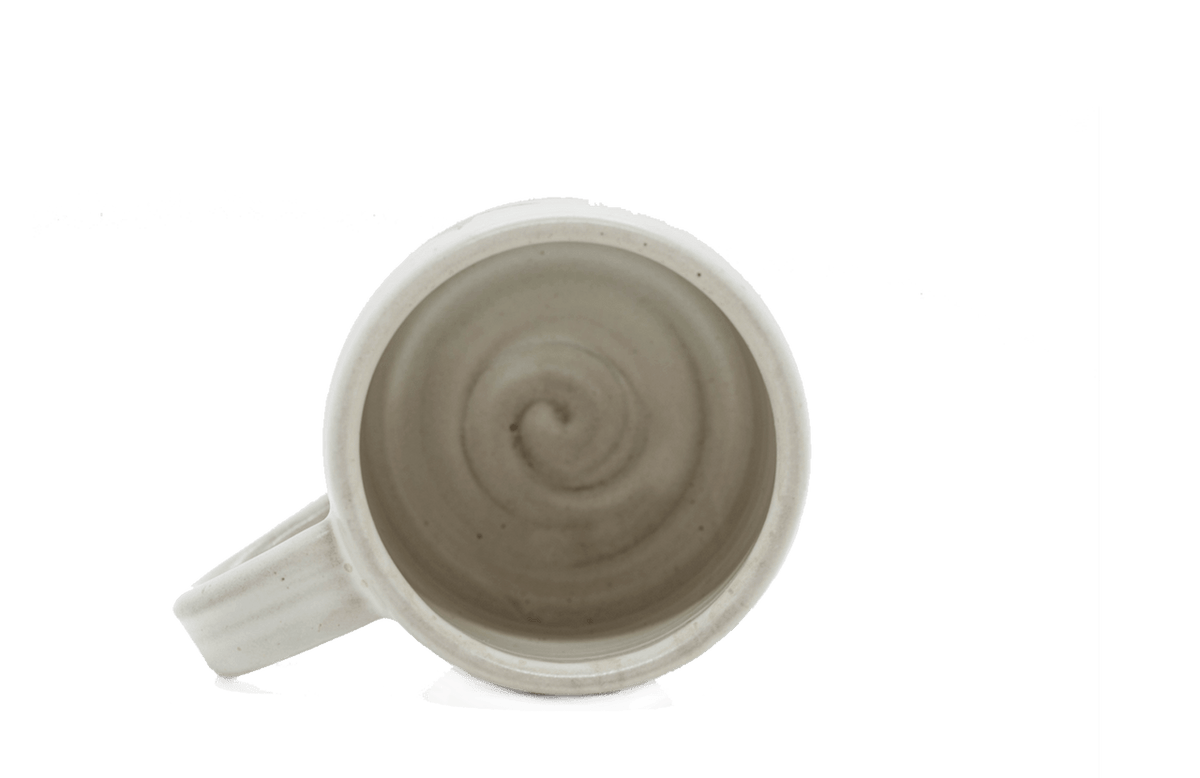 White ceramic mug top view