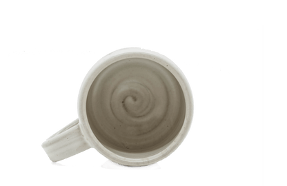 White ceramic mug top view