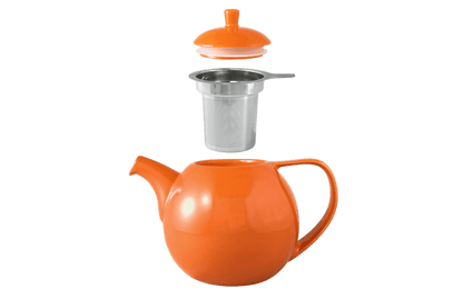 Orange teapot with detachable lid and filter