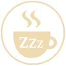 Logo with a coffee cup and steam, featuring the letter 'Z' inside a circle.