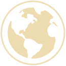 World map icon in beige color on a white background