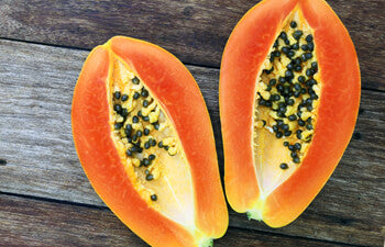 papaya fruit cut in half