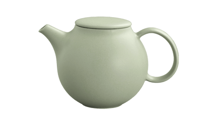 Moss colored ceramic teapot with handle
