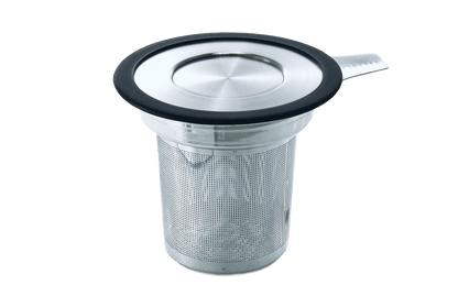 Stainless steel tea infuser with black lid