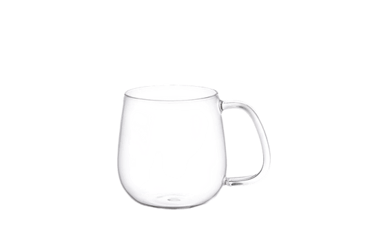 Clear glass mug with handle